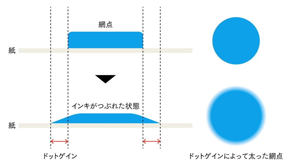 ドットゲインを説明する画像